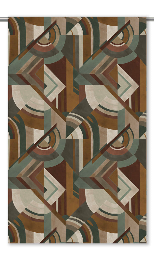 Modern Abstract Velvet Drapery (Dark Caramel/ Burnt Umber/ Mossy Gray)