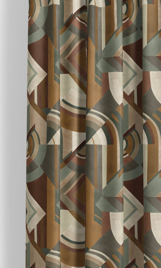 Modern Abstract Velvet Home Decor Fabric Sample (Dark Caramel/ Burnt Umber/ Mossy Gray)