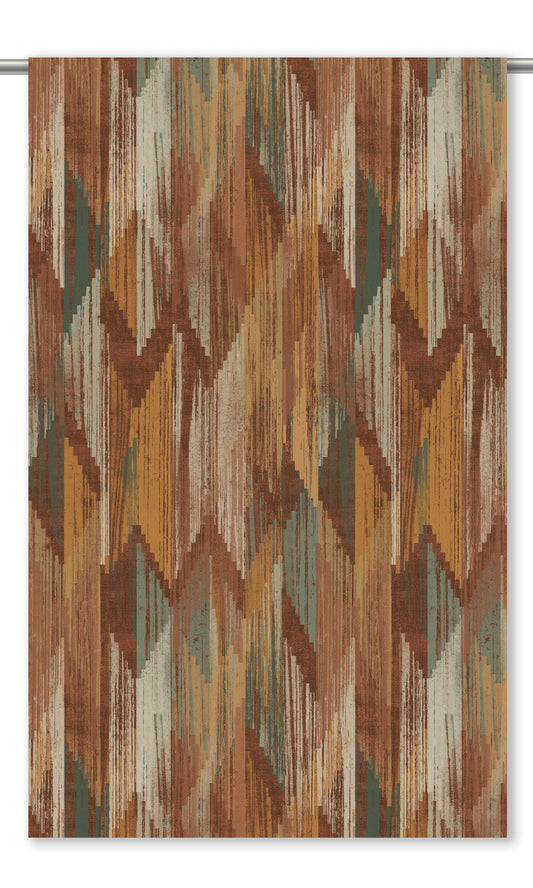 Abstract Chevron Velvet Curtain Panels (Honey Brown/Mahogany Brown/ Dark Olive)