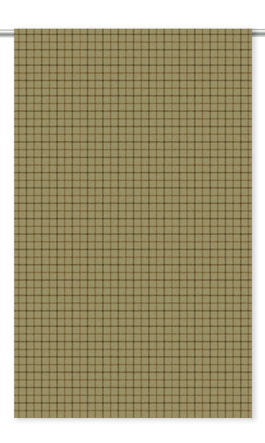 Tattersall Check Velvet Curtain Panels (Hazelwood Yellow/ Chocolate Brown)