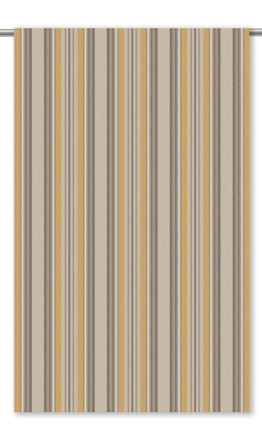 Striped Velvet Window Curtains (Greige/ Gold Ochre/ Dark Brown)