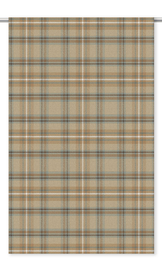 Plaid Velvet Home Decor Fabric By the Yard (Beige/ Brown/ Duck Egg Blue)