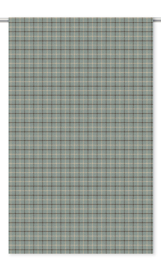 Tattersall Check Velvet Drapes (Duck Egg Blue/ Brown)