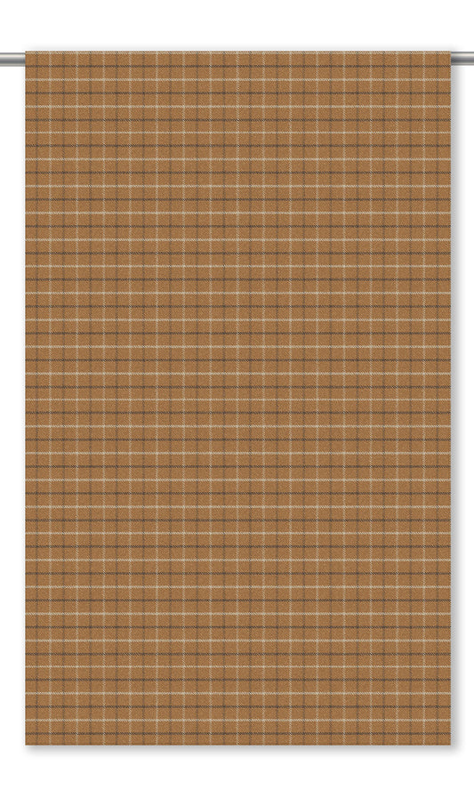 Tattersall Check Velvet Window Curtains (Tawny Brown/ Hickory Brown/ White)