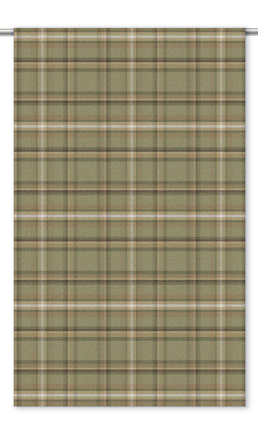 Tweed Plaid Velvet Drapery (Pastel Green/ Olive Green/ Dark Brown)