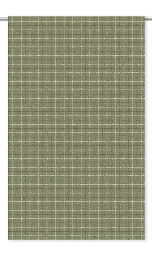 Tattersall Check Velvet Home Decor Fabric By the Yard (Greenish Beige/ Olive Brown/ White)
