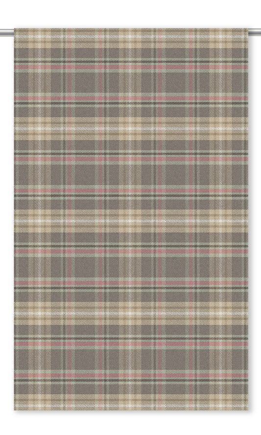 Tweed Plaid Velvet Home Decor Fabric By the Yard (Cinnamon Brown/ Pink/ Beige)