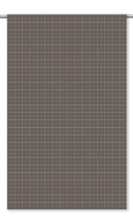 Tattersall Check Velvet Curtain Panels (Dusty Brown/ Pink/ White)