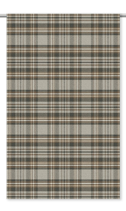 Tweed Plaid Velvet Window Curtains (Beige/ Dark Brown)