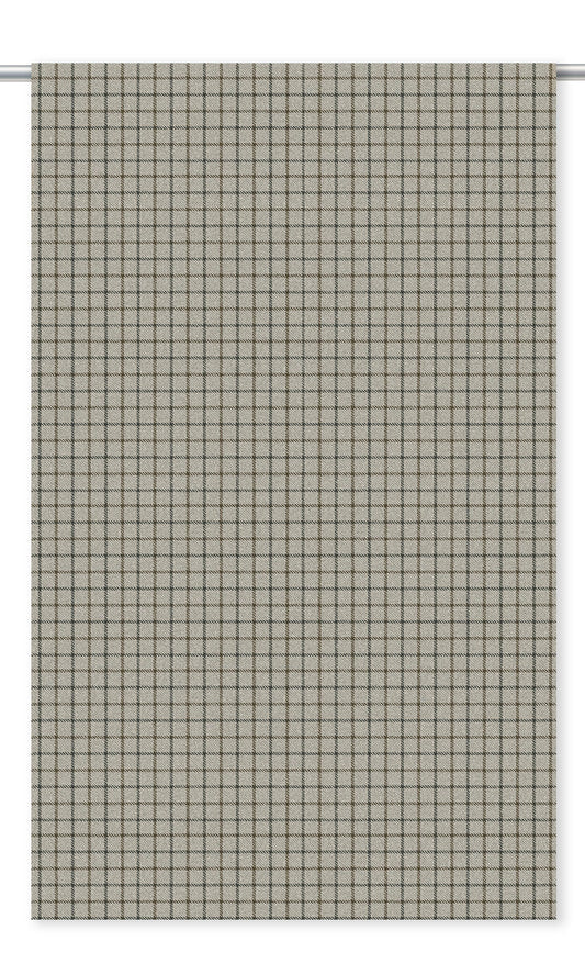 Tattersall Check Velvet Window Curtains (Gray/ Brown)
