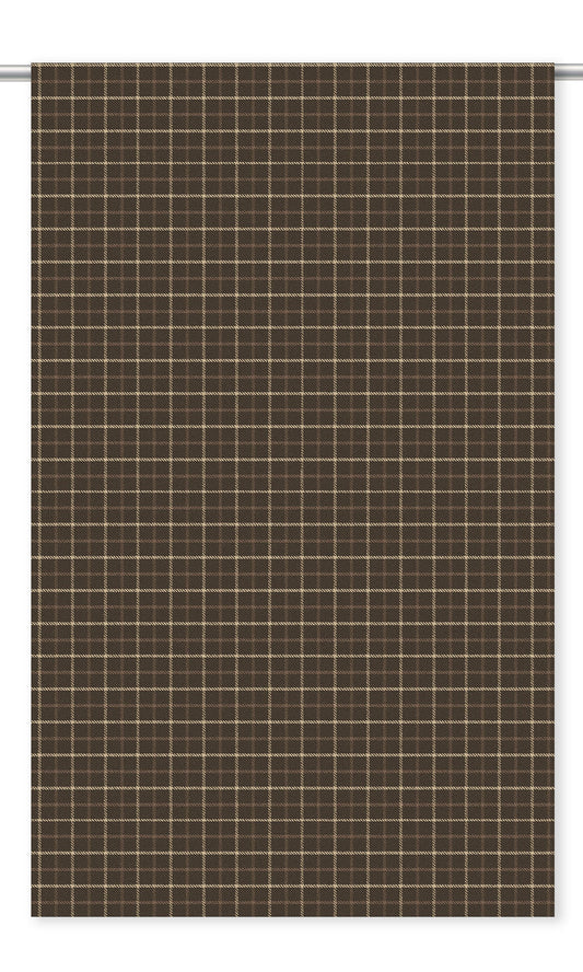 Tattersall Check Velvet Home Decor Fabric Sample (Chocolate Brown/ Beige)