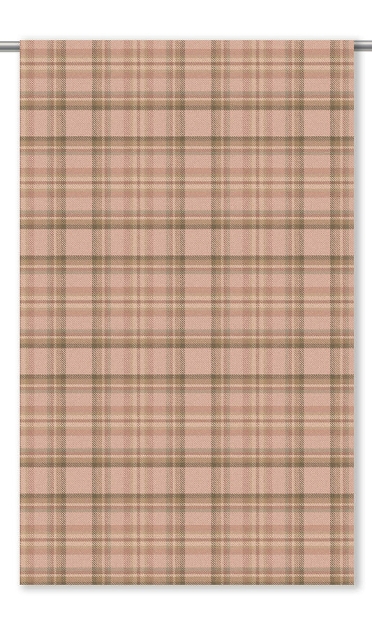 Tweed Plaid Velvet Home Decor Fabric By the Yard (Pale Pink/ Olive Green)