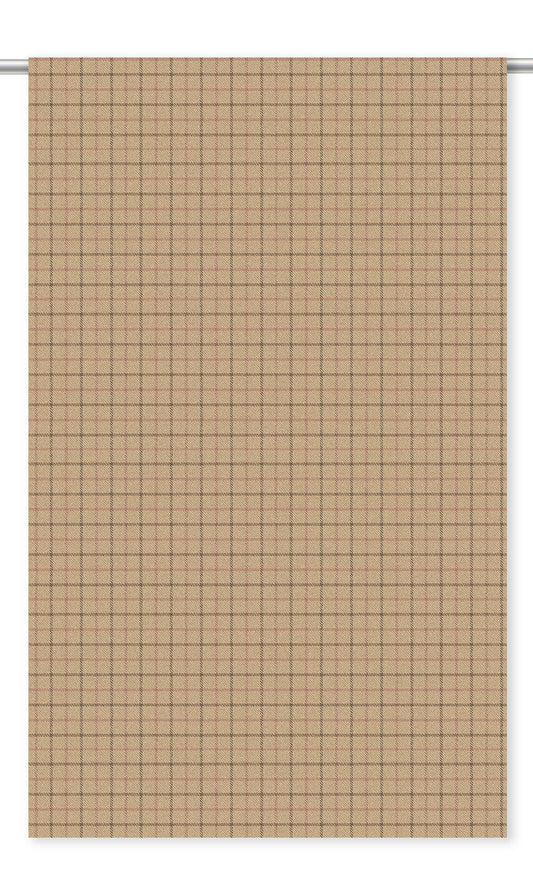 Tattersall Check Velvet Drapes (Salmon Beige/ Olive Brown/ Rose Pink)