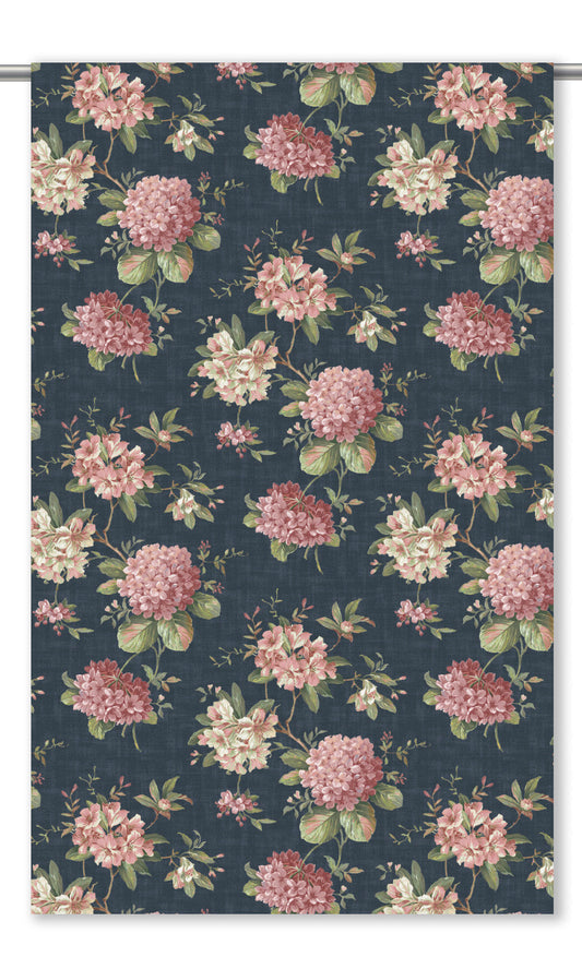 Floral Velvet Home Decor Fabric Sample (Deep Blue/ Blush Pink/ Pale Green)