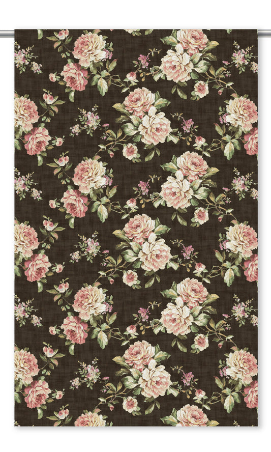 Floral Velvet Home Decor Fabric Sample (Coffee Brown/ Blush Pink/ Pale Green)