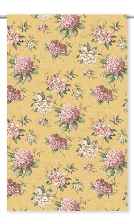 Floral Velvet Window Curtains (Eggnog Yellow/ Blush Pink/ Pale Green)