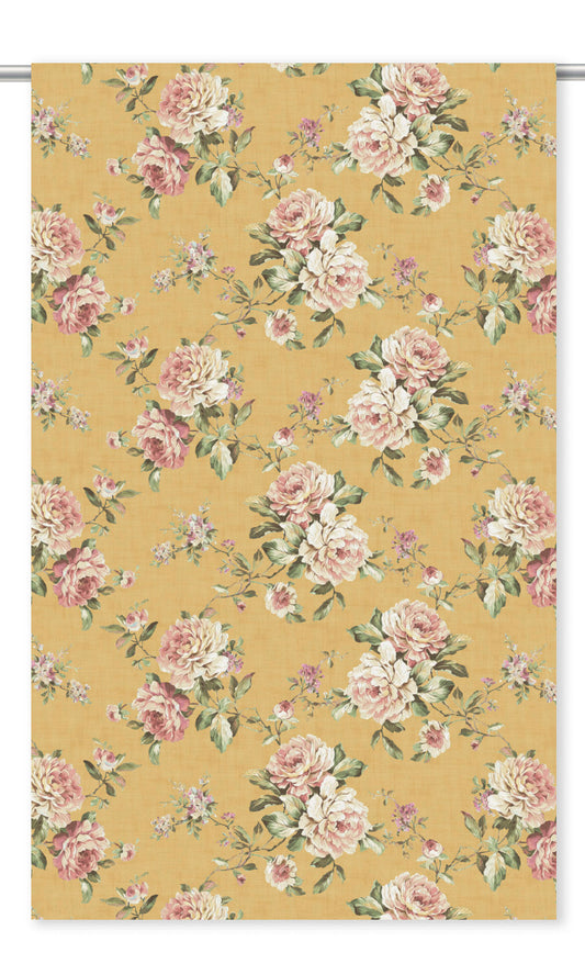 Floral Velvet Home Decor Fabric Sample (Eggnog Yellow/ Blush Pink/ Pale Green)