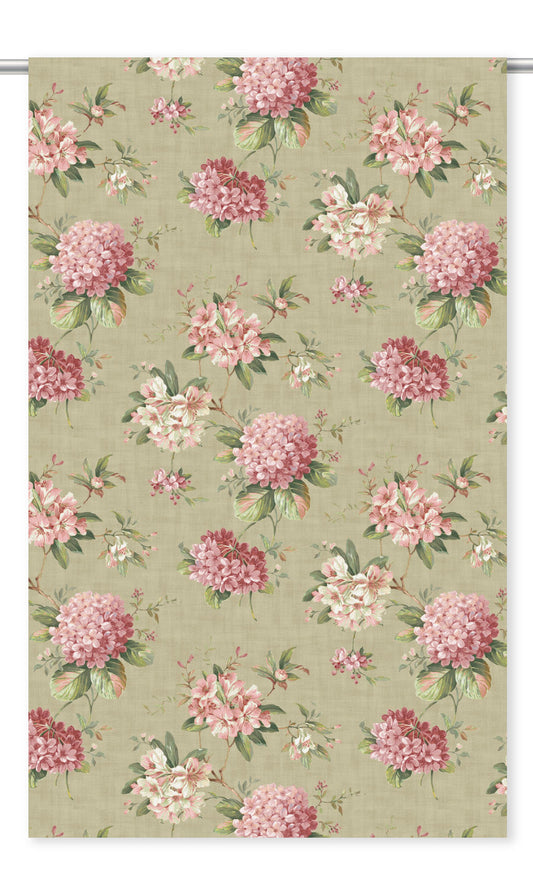 Floral Velvet Window Shades (Soft Green/ Blush Pink)