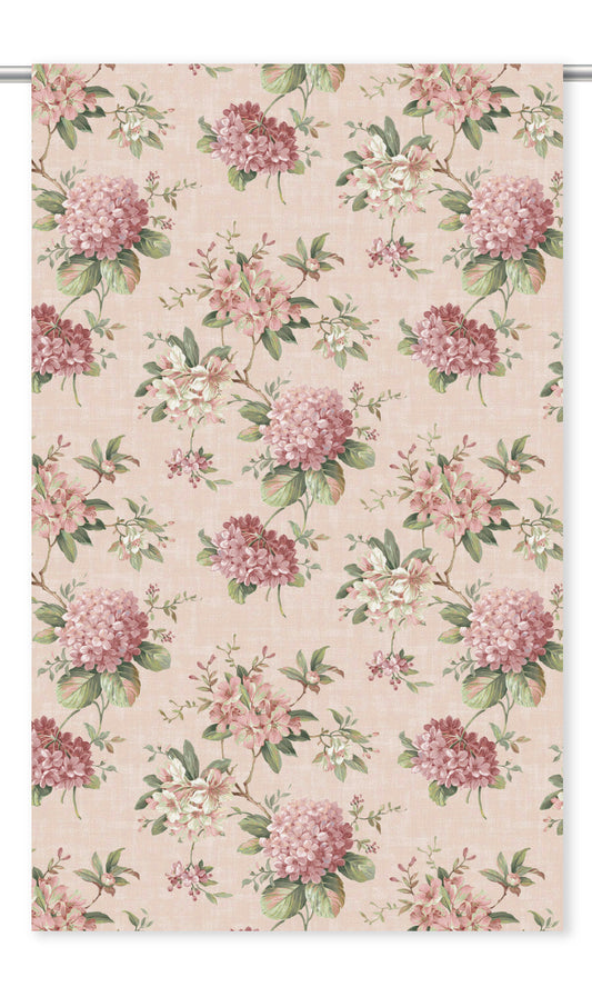 Floral Velvet Window Curtains (Blush Pink/ Rouge/ Pale Green)