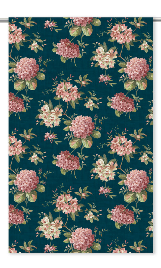 Floral Velvet Window Curtains (Teal Blue/ Blush Pink/ Pale Green)