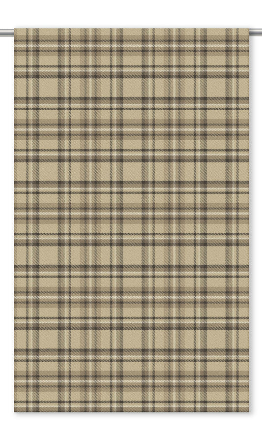 Plaid Velvet Drapery (Beige/ Dark Brown)