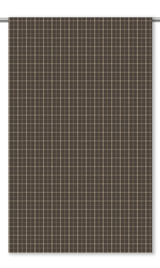 Tattersall Check Velvet Curtain Panels (Dark Brown/ Beige)