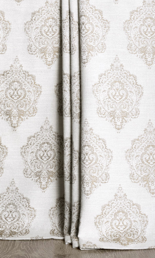 Damask Poly-Cotton Fabric Blinds (Cream/ Pale Beige)
