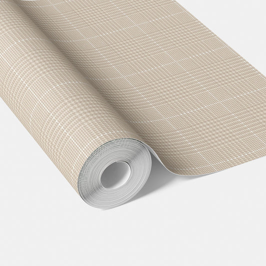 Neutral Plain/ Textured Check Traditional Wallpaper Sample (Buttery Beige)