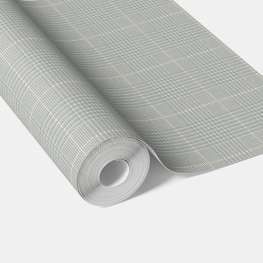 Neutral Plain/ Textured Check Traditional Wallpaper (Sage Gray)