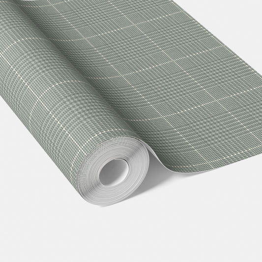 Plain/ Textured Check Traditional Wallpaper Sample (Sage Green)