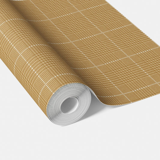 Plain/ Textured Check Traditional Wallpaper (Honey Yellow)