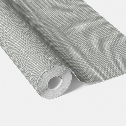 Neutral Plain/ Textured Check Traditional Wallpaper Sample (Sage Gray)