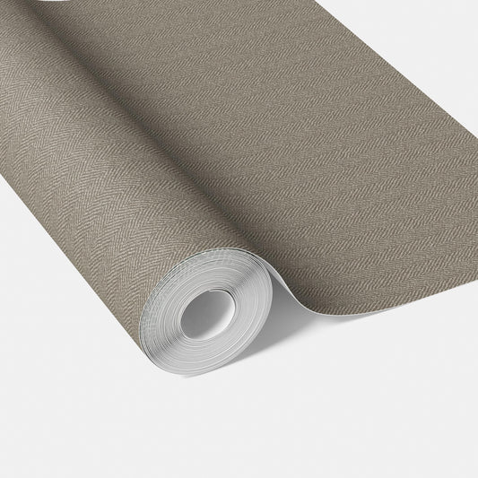 Neutral Herringbone Textured Traditional Wallpaper Sample (Brown/ Warm Gray)