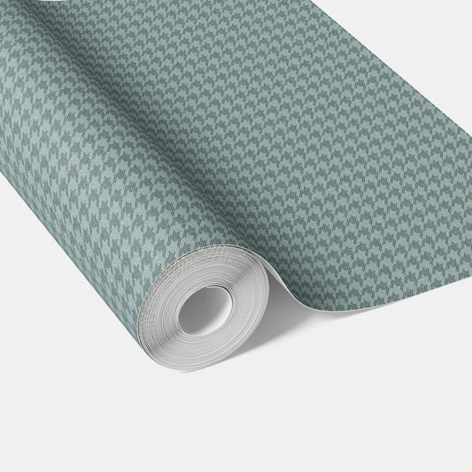 Plain/ Textured Houndstooth Traditional Wallpaper Sample (Soft Blue)