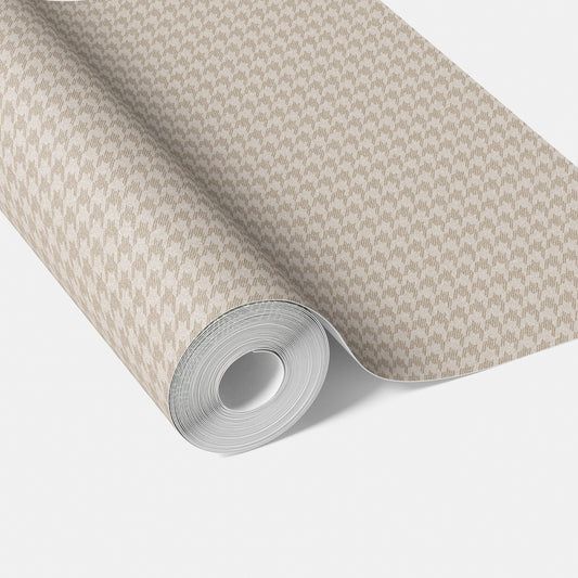 Neutral Plain/ Textured Houndstooth Traditional Wallpaper Sample (Beige/ Taupe)