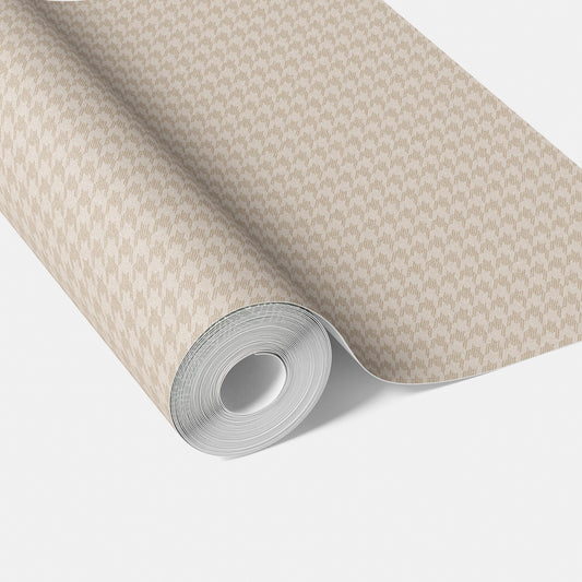 Neutral Plain/ Textured Houndstooth Traditional Wallpaper Sample (Stone Beige/ Greige)
