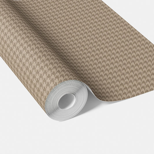 Neutral Plain/ Textured Houndstooth Traditional Wallpaper Sample (Coffee Brown)