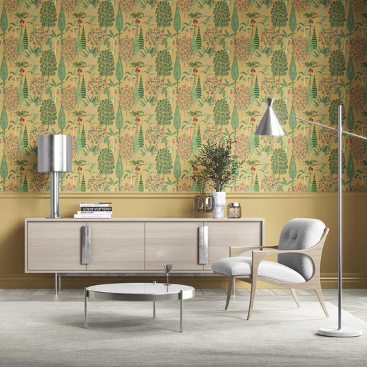 Tropical Floral/ Botanical Traditional Wallpaper (Yellow/ Green/ Pink/ Red)
