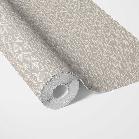 Small Diamond Lattice/ Textured Check Traditional Wallpaper Sample (Gray/ White)