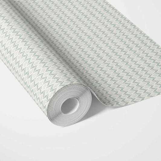 Neutral Ikat Striped Traditional Wallpaper Sample (Light Gray- Blue/ White)