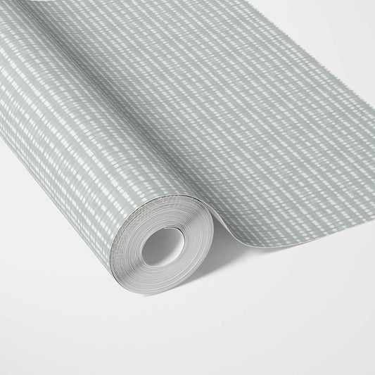 Textured Shibori Effect Striped Traditional Wallpaper (Blue/ White)