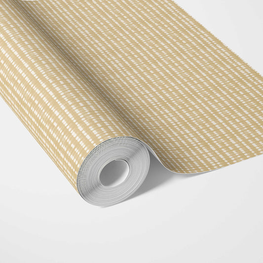 Textured Shibori Effect Striped Traditional Wallpaper Sample (Yellow/ White)