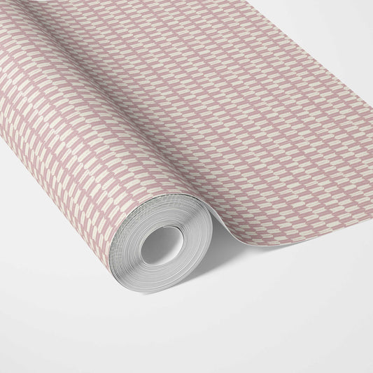 Modern Geometric Micro-Print Traditional Wallpaper Sample (Pink/ White)