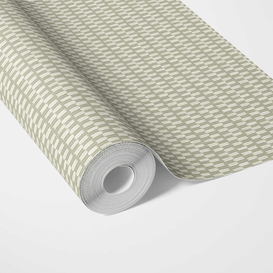 Modern Geometric Micro-Print Traditional Wallpaper Sample (Light Olive Green)
