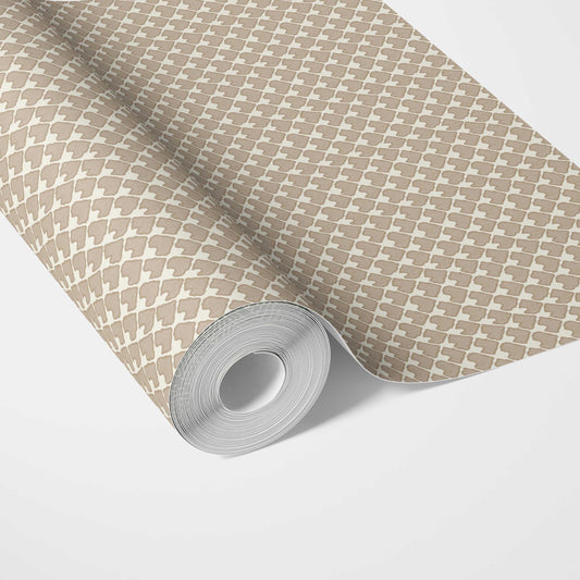 Neutral-Toned/ Small Geometric Print Traditional Wallpaper (Brown/ Beige/ White)
