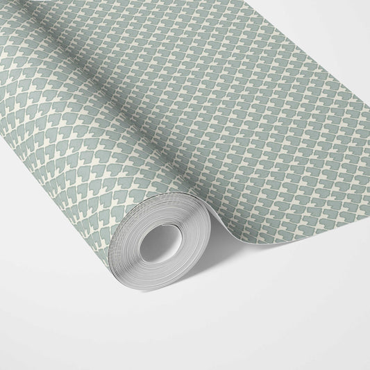 Small-Scale Geometric Print Traditional Wallpaper Sample (Duck Egg Blue/ White)