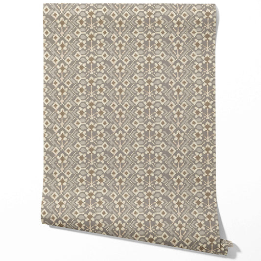 Modern Neutral-Toned Botanical Floral Traditional Wallpaper (Brown/ Taupe/ Beige)