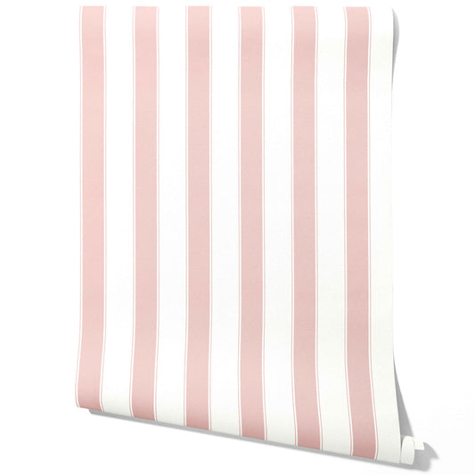 Geometric Striped Traditional Wallpaper Sample (Pink/ White)