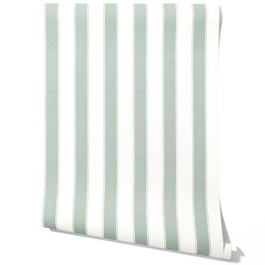 Geometric Striped Traditional Wallpaper Sample (Green-Blue)