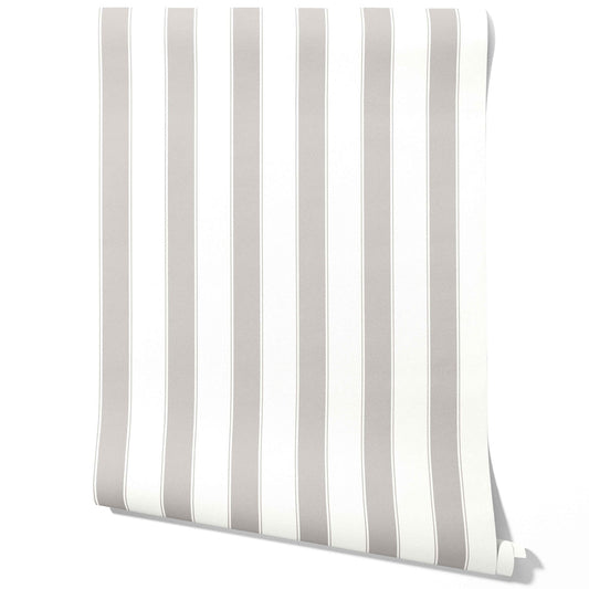Neutral Geometric Striped Traditional Wallpaper Sample (Gray/ White)